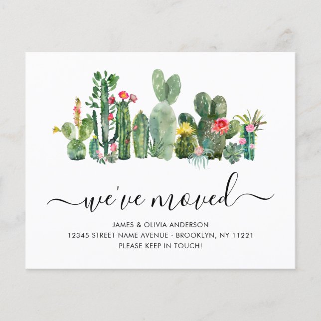 Budget Cactus We've Moved New Home Moving Card (Front)