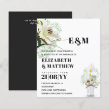 BUDGET Calla Lilies Chic Shabby Wedding Invite