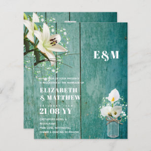 BUDGET Calla Lilies Chic Shabby Wedding Invite