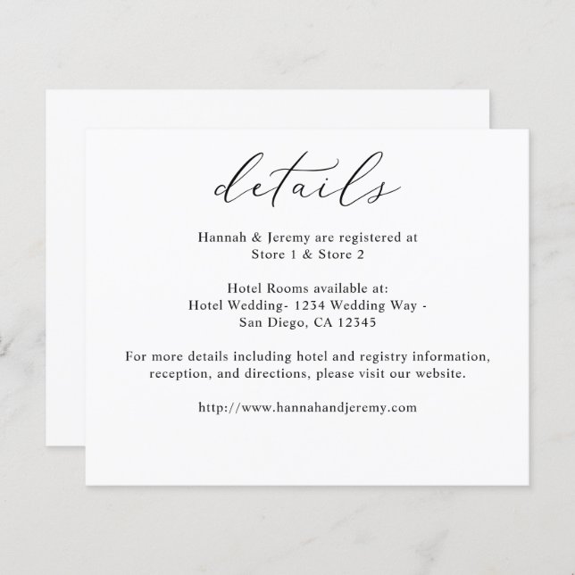 Budget Calligraphy Black & White Details (Front/Back)