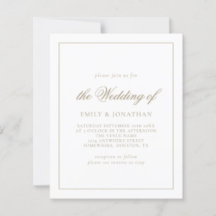 Budget Calligraphy Champagne Gold Wedding invite