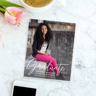 Budget Calligraphy Graduate Photo Modern Announcem