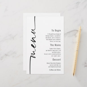 Budget Calligraphy Minimalist Wedding Menu