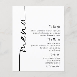 Budget Calligraphy Minimalist Wedding Menu