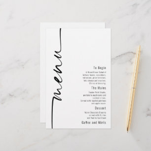 Budget Calligraphy Modern Wedding Menu