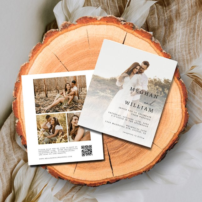 Budget Calligraphy Qr Code Photo Wedding Invites Flyer (Creator Uploaded)