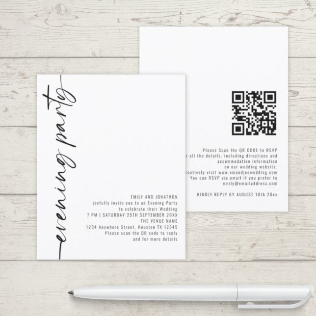 BUDGET Calligraphy QR Code Wedding Evening Invite (Creator Uploaded)