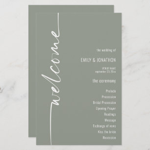 BUDGET Calligraphy Sage Green Wedding Program
