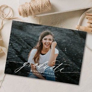 Budget Calligraphy Script Graduation Photo Invitation