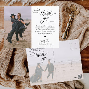 Budget Calligraphy Script Photo Wedding Thank You Postcard