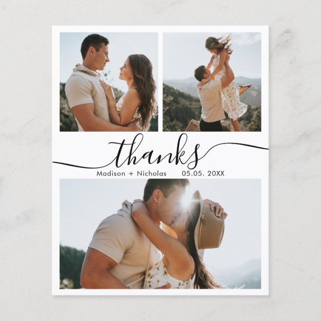 Budget Calligraphy Wedding Collage Thank You Flyer (Front)
