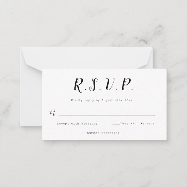 Budget Calligraphy Wedding RSVP Cards (Front)