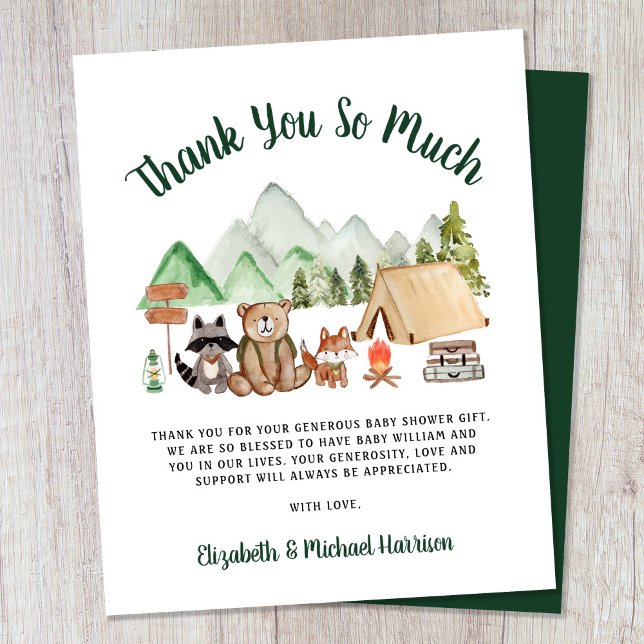 Budget Camping Woodland Baby Shower Thank You (Creator Uploaded)