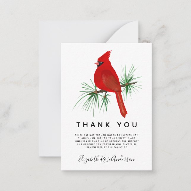 BUDGET Cardinal Sympathy Funeral Thank You Card (Front)