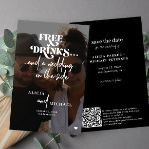 Budget casual wedding photo QR save the date