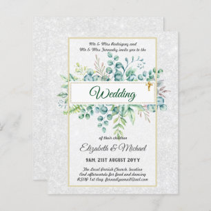 Budget CATHOLIC Christian WEDDING Greenery INVITES