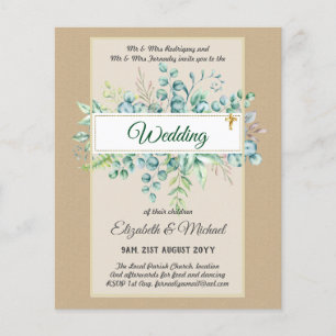 Budget CATHOLIC Christian WEDDING Greenery INVITES Flyer