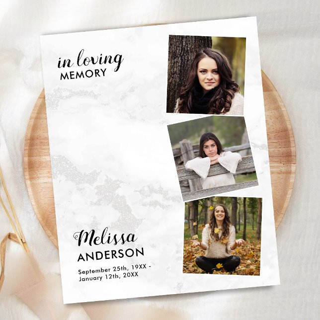 Budget Celebration Of Life 3 Photo Funeral Marble (Creator Uploaded)