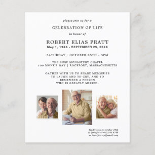 Budget Celebration of Life 3 Photo Invitation