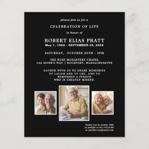 Budget Celebration of Life Black Photo Invitation