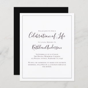 Budget Celebration of Life Invitation Minimalist