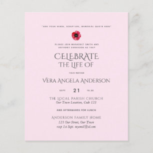 Budget Celebration of Life Memorial Funeral Invite