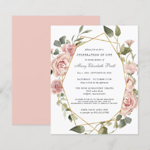 Budget Celebration of Life Pink Floral Invitation