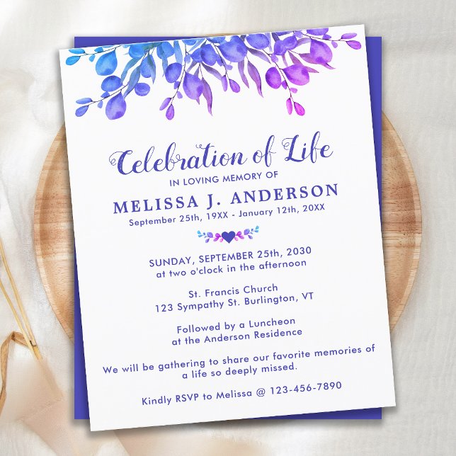 Budget Celebration Of Life Purple Eucalyptus Invit (Creator Uploaded)