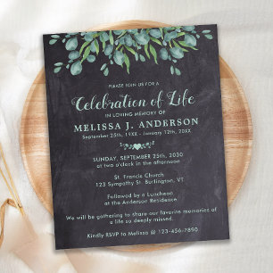 Budget Celebration Of Life Rustic Eucalyptus Invit
