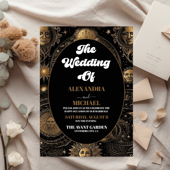 Budget Celestial Black Gold Wedding Flyer (Creator Uploaded)