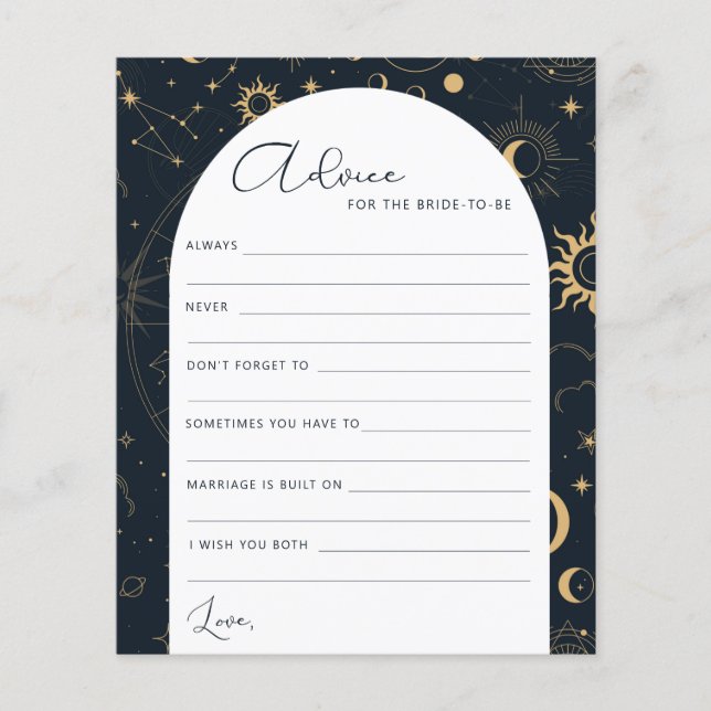 Budget Celestial Sun Moon Bride To Be Advice Flyer (Front)