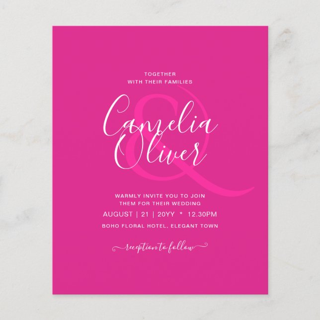 BUDGET CERISE PINK Modern Core Wedding Flyer (Front)