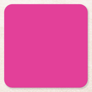 BUDGET CERISE PINK Modern Core Wedding Square Paper Coaster