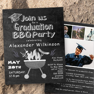 BUDGET Chalkboard 4 Photo GRAD BBQ Invitation