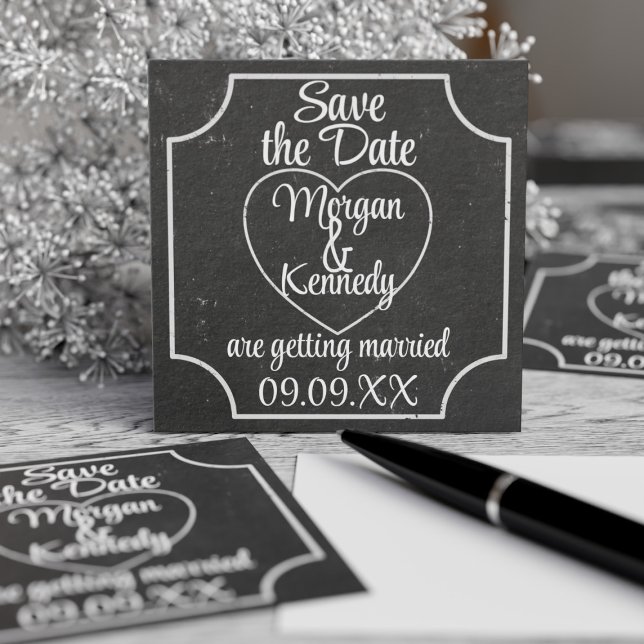 Budget Chalkboard 50 Pack Wedding Save The Dates (Pack of 100 mini save the dates for your chalkboard wedding. Just add your details)