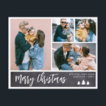 Budget Chalkboard Collage Snowy Christmas Holiday Flyer<br><div class="desc">Budget Modern, Simple 4 Photo Collage Merry Christmas Brush Script Holiday Paper Flyer on Grey Black Chalkboard (or Blackboard). This festive, minimalist, four (4) family photo holiday card features a pretty photo collage and saying „Merry Christmas” greeting text is written in a hand lettered brush script font type. On the...</div>