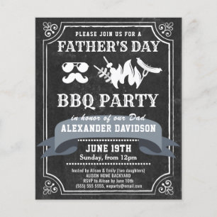BUDGET Chalkboard Father's Day BBQ Party Invite Flyer