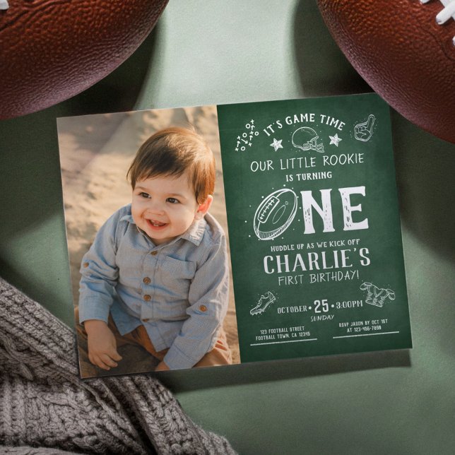 Budget Chalkboard Football Photo 1st Birthday (Creator Uploaded)