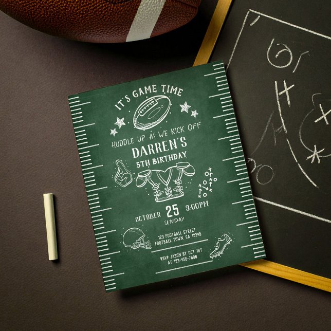 Budget Chalkboard Football Sports Birthday Invite (Creator Uploaded)