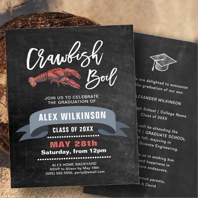 BUDGET Chalkboard GRAD Crawfish Boil Invitation (Creator Uploaded)