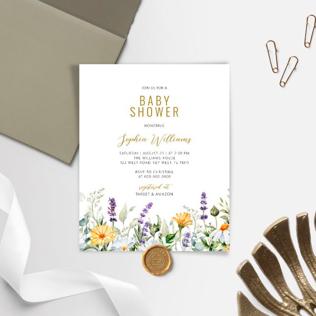 Budget Chamomile Floral Baby Shower Invitation (Creator Uploaded)