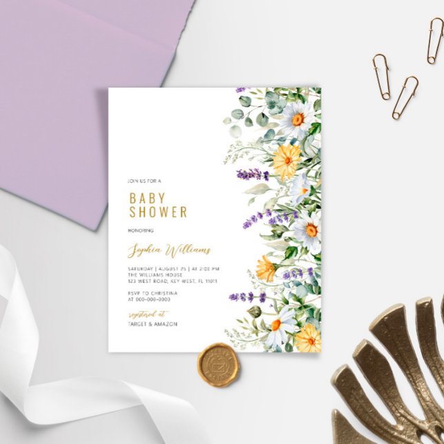 Budget Chamomile Wildflower Baby Shower Invitation (Creator Uploaded)
