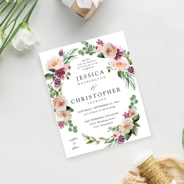 Budget Champagne & Pink Floral Wedding 2 Flyer (Creator Uploaded)