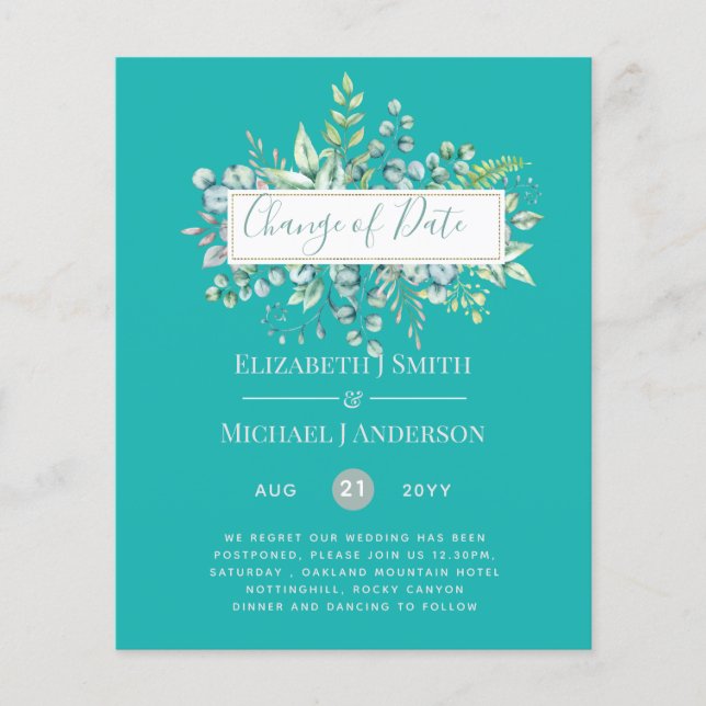 BUDGET Change of Wedding Plans, Date, Elopement (Front)