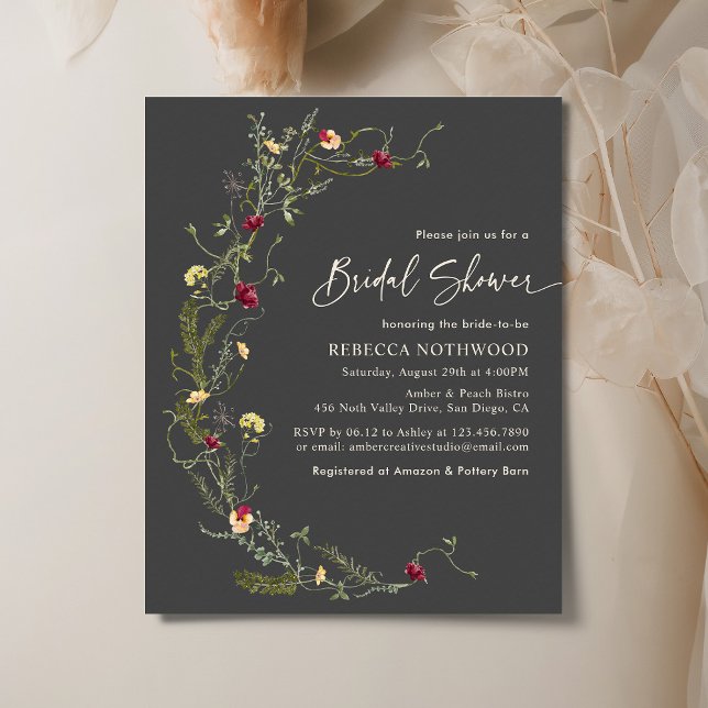 Budget Charcoal Grey Wildflower Bridal Shower (Creator Uploaded)