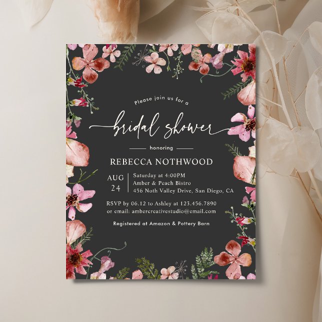 Budget Charcoal Pink Bridal Shower Invitation (Creator Uploaded)