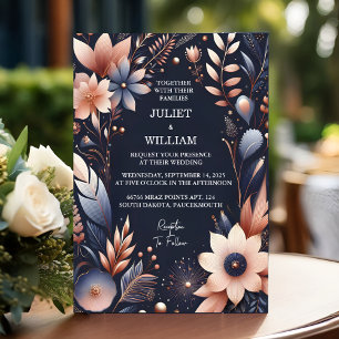 Budget Cheap Outdoor Stylish Navy Blue Wedding Invitation