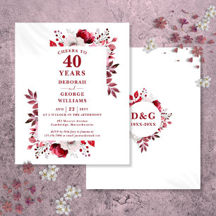 Budget Cheers To 40 Years Anniversary Invitation
