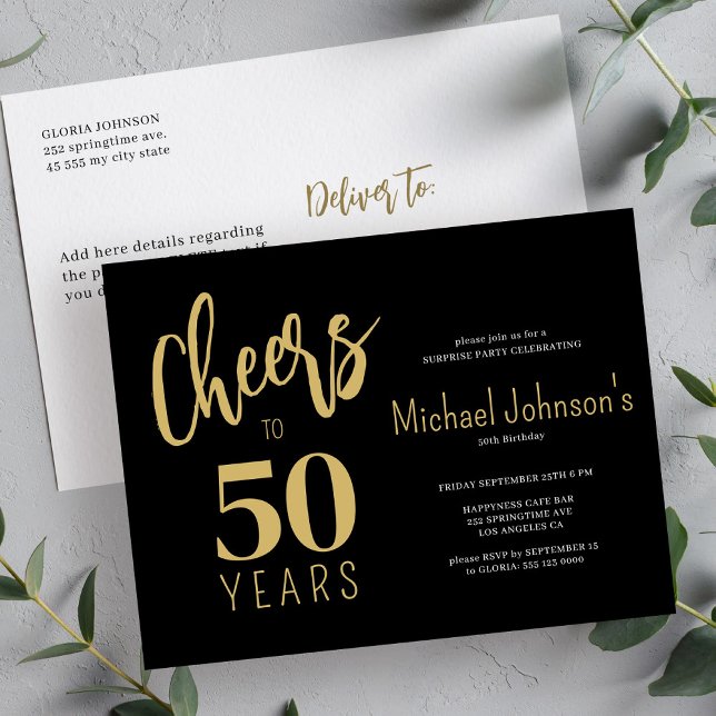 Budget cheers to 50 years 50th birthday party invitation postcard (Creator Uploaded)