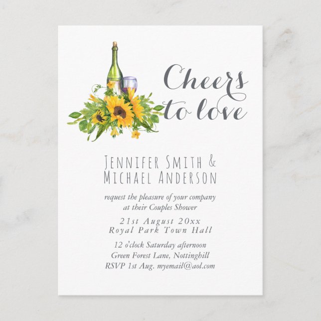 Budget Cheers to Love Wine Tasting Invitation Postcard (Front)